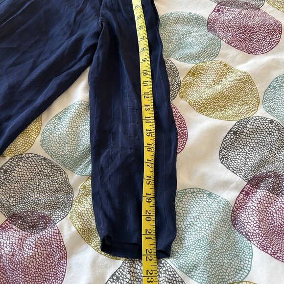 Soo Yung Lee 100% Silk Matching Matching Jacket and Skirt Set Navy Blue Size 14 - Picture 14 of 15